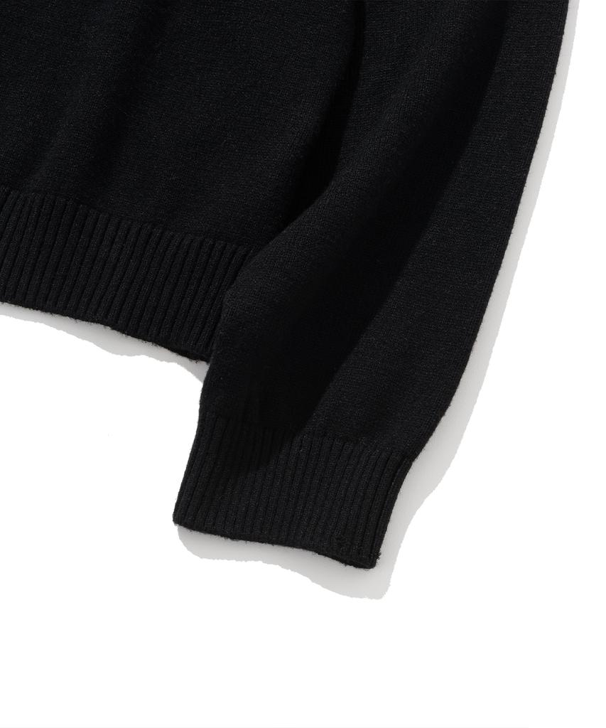 KNITTED Viscose Washable Half Zip Knit Black