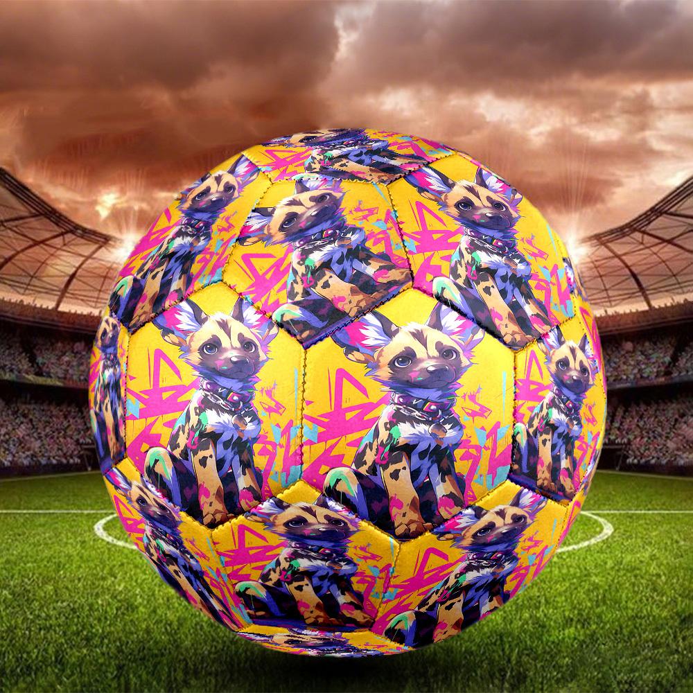 1pc Colorful Wild Dog Art Size 5 Soccer Ball Suitable for Match Training & Outdoor Use, Durable for Competitive Games, Tournaments Football, Practice