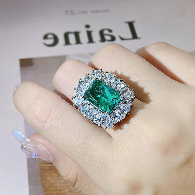 Кольцо Eurn Retro Emerald Palace Fengba Jewelry Красочные ювелирные изделия Кольцо Ювелирные изделия