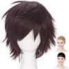 CaseEden Cosplay Wig, Premium, Cool Short Hair, Dark Brown, 6058