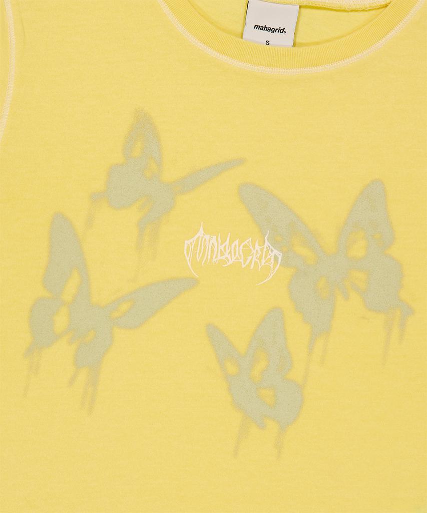 MAHAGRID Pigment Butterfly Goth Crop Tee Yellow(Mg2Gmft533A)