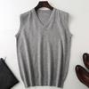 Мужские удобные теплые жилеты без рукавов больших размеров, утолщенный теплый вязаный жилет с V-образным вырезом