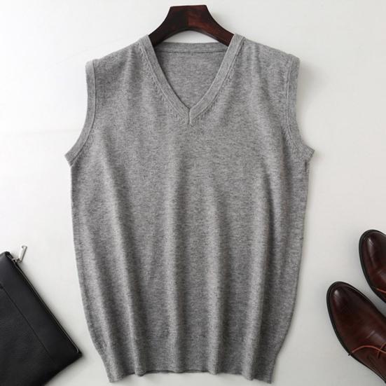 Мужской осенне-зимний утолщенный теплый вязаный жилет с v-образным вырезом, удобные теплые жилеты без рукавов больших размеров