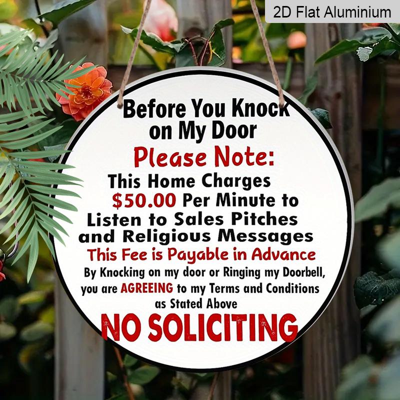 2D Flat 1pc Printed Aluminum Metal Sign Artwork, 8x8 in, No Solicitation Notice, Creative Gifts, Bedroom Decor, Stylish Minimalist Office, Home