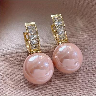 Красивые серьги-кольца из цинкового сплава с розовым искусственным жемчугом, элегантный простой стиль для женщин, серьги для вечеринок и свиданий
