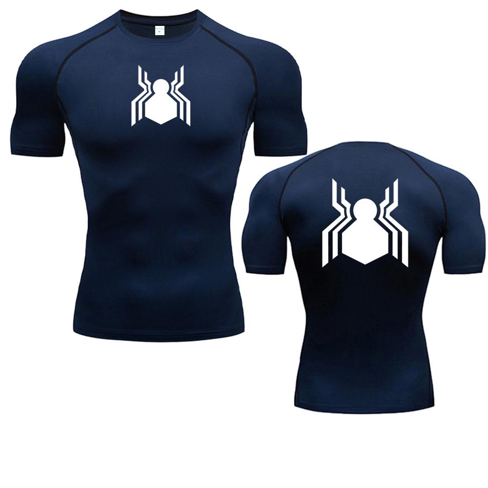 Spider Graphic Compression Shirts for Men Gym Workout Rash Guard Athletic Quick Dry Tshirts Tees Tops Undershirts Baselayers
