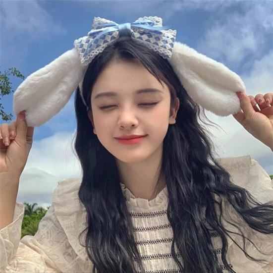 Милая повязка на голову с бантом и пушистыми ушками, мягкая эластичная повязка на голову для косплея на Хэллоуин, для детей, взрослых и девочек