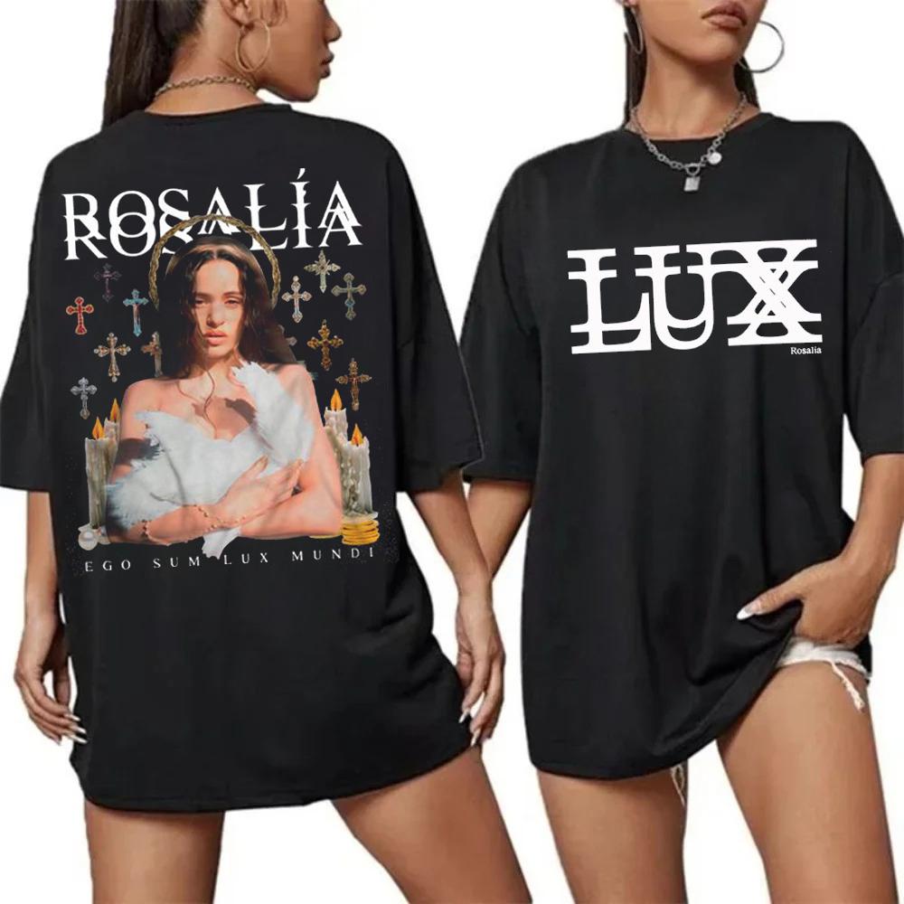 Футболка Rosalia Lux Tour Винтажный Графический Принт Хлопковая Футболка Футболка Rosalia Ретро Подарок для Фанатов Женская и Мужская Футболки Топы