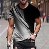 Men's Stripe 3D Print T-Shirt Casual O-Neck Short Sleeve Tee For Outdoor Activities Summer Oversized Streetwear Tops