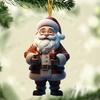 Рождественское украшение Дед Мороз 2D Акриловый мультяшный Санта с подарочной коробкой Украшение на рождественскую елку для рождественской елки Праздничный домашний декор