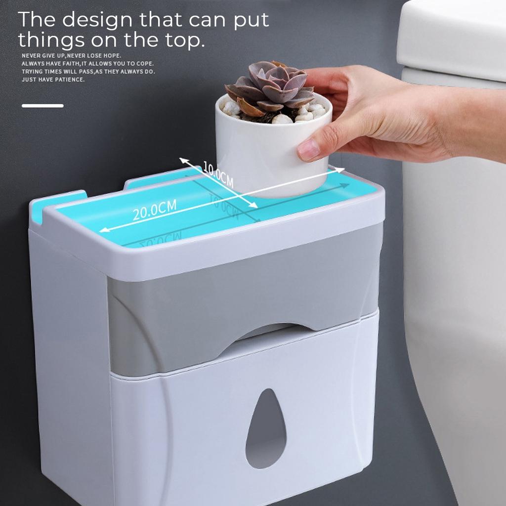 WTEMPO Двухслойная настенная коробка для салфеток, ящик для неперфорированной бумаги, водонепроницаемая стойка для хранения туалетной бумаги, стойка для салфеток в рулонах