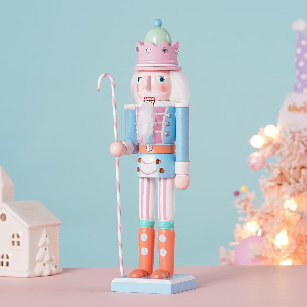 30CM Wooden Nutcracker Ornament Candy Series Soldier Statues Handcraft Doll Toy Home Office Decoration Statues Christmas Gift