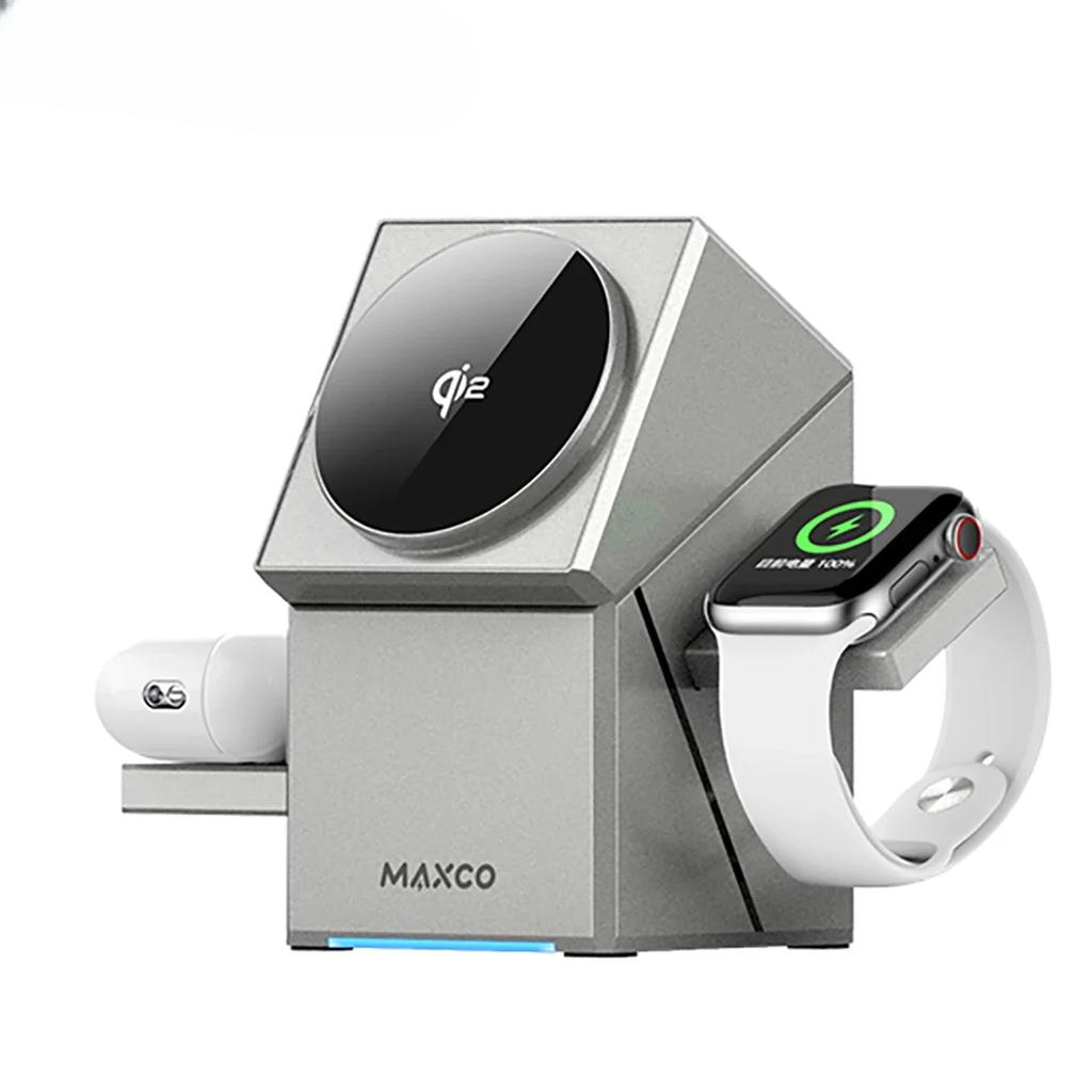 Qi2 3-в-1 беспроводное зарядное устройство Magsafe Magnetic Fast Charge Watch Stand Headset Charge Base для iPhone16 15 Watch/Airpods