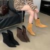 High Quality Pointed Toe Vintage Ankle Boots Sexy Thin Low Heel Women Warm Knight Slip On Party Shoes