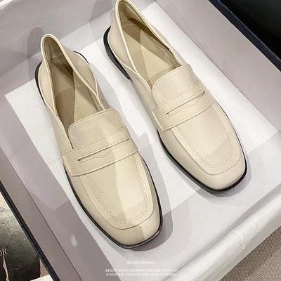 Женские черные кожаные мокасины в британском стиле Huiliya - Весенняя коллекция 2025 г., повседневная обувь на толстой подошве