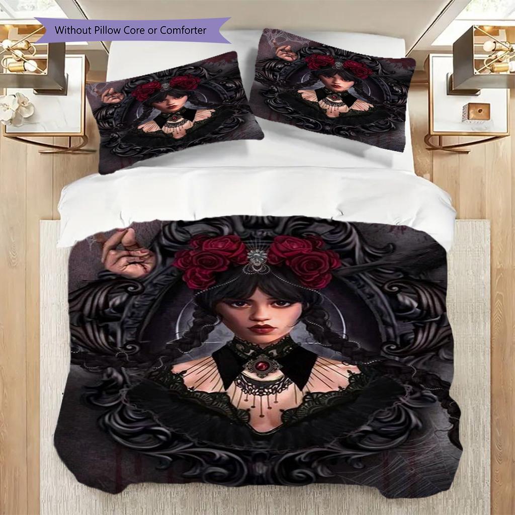 Supernatural Wednesday Mysteries Three-piece set (1 * duvet cover + 2 * pillowcase, without core) 2D Flat Bedding set Soft and comfortable