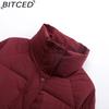 BITCED Short Stand-Up Collar Cotton Jacket for Women - Minimalist Oversized Fit Zipper Puffer Coat Solid Color