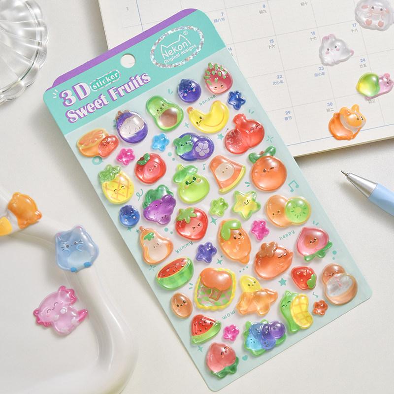 Nekoni 3D Cute Stickers Cartoon Animal Puff Sticker Diy Stickers For Scrapbooks Planner Journals Laptops Phone Case Decoration