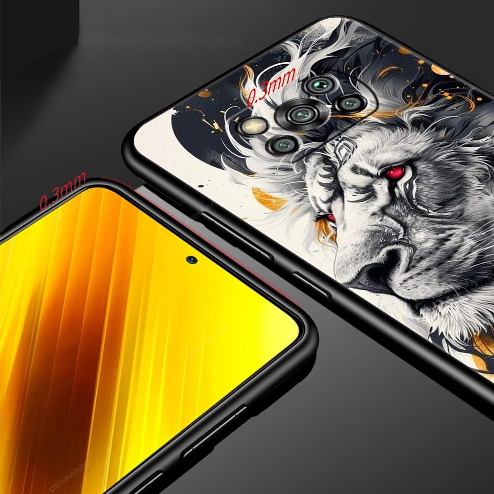 Двухцветный чехол-бампер с узором "Крест" и изображением льва для Xiaomi Poco F7 Ultra F6 F5 F4 F3 X6 X5 X4 X3 NFC C51 C55 M4 GT, мягкий ТПУ корпус