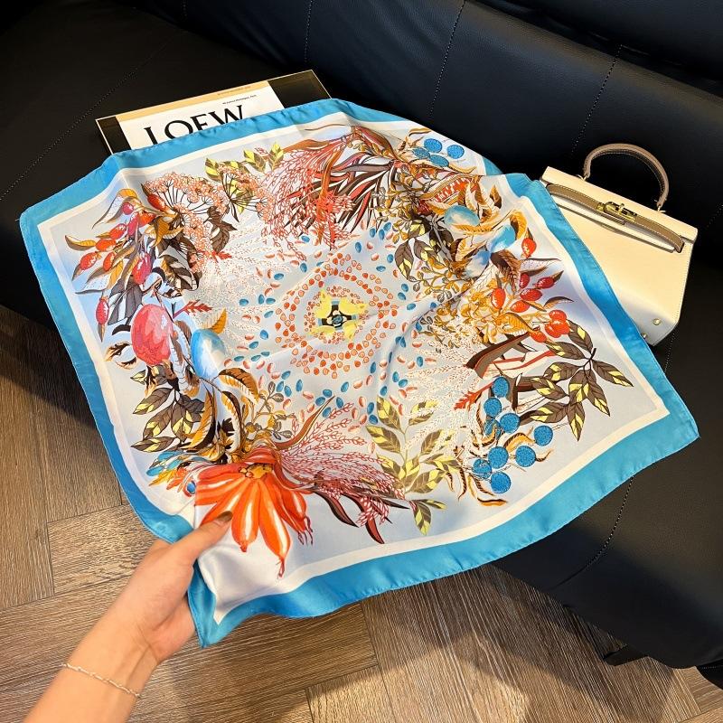 Mother's Day Silk Scarf Muse Festival Gift Simulation Silk Silk Scarf Premium Spring and Summer Square Scarf 71 Silk Decorative Small Scarf