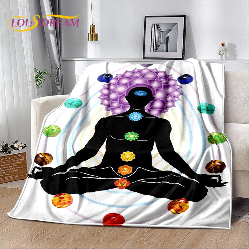 Мягкое плюшевое одеяло Rainbow 7 Chakra Mandala Bohemia, фланелевое одеяло, покрывало для гостиной, спальни, кровати, дивана, чехла для пикника