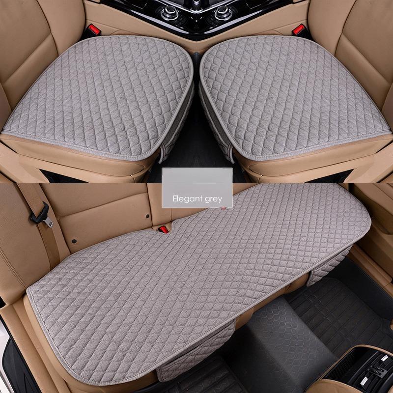 Non-slip Car Seat Cushion Linen Three-piece Set Without Backrest Four-season Universal Seat Cushion Three-piece Set