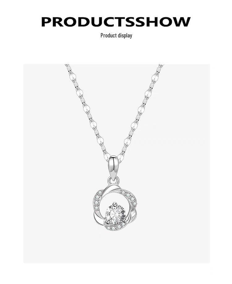 Ожерелье из стерлингового серебра с подвеской в виде кольца Мёбиуса и модной цепочкой с цветком на ключицу