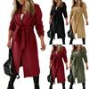 Women's Waist Cinching Long Woolen Women's Coat Jacket