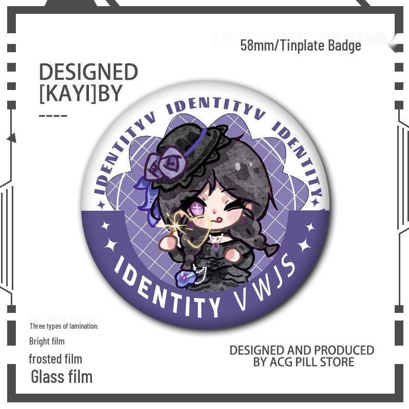 Identity V Q Version Fanmade Badges: Antique Dealer, Fisherman, Emblems, Embalmer, Prisoner, Perfumer, Laser Grains.