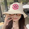 New smiley face flower embroidery bucket hat women spring and summer big brim shade sun protection camping mountain hat sun