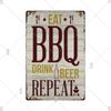 BBQ Vintage Tin Sign Plaque Barbecue Metal Plate Sign Wall Art Decoration Kitchen Man Cave Terrace Beach House Club Wall Decor