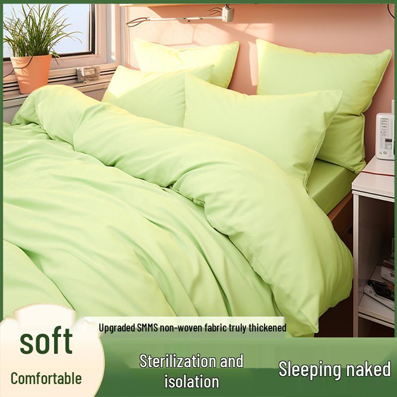 Portable Disposable Bed Sheet & Pillowcase Set: Anti-Dirty, Thickened Four-Piece Travel Kit for Double & Single Beds