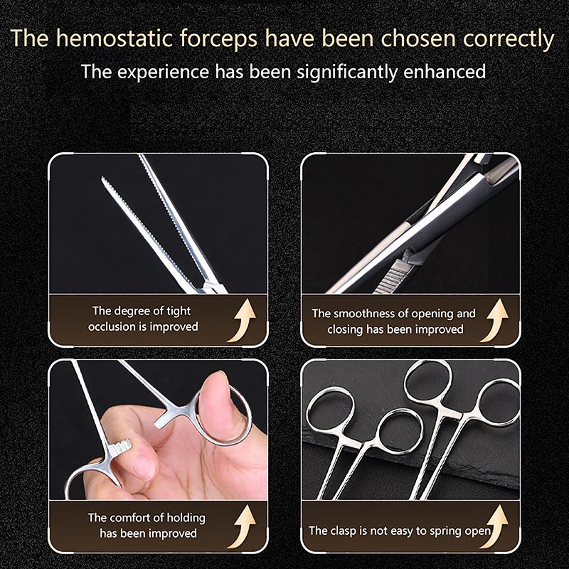 12.5/14/16/18 см Изогнутоносые/Прямые Изогнутые Ножницы-Пинцеты из Нержавеющей Стали с Блокировкой, Зажимные Пинцеты, Гемостатические Зажимы