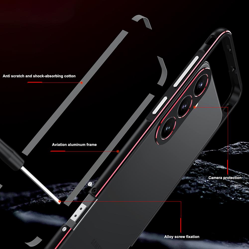 Бампер для Samsung Galaxy S24+ Металлическая рамка Конструкция без задней панели Чехол для телефона с защитой объектива камеры