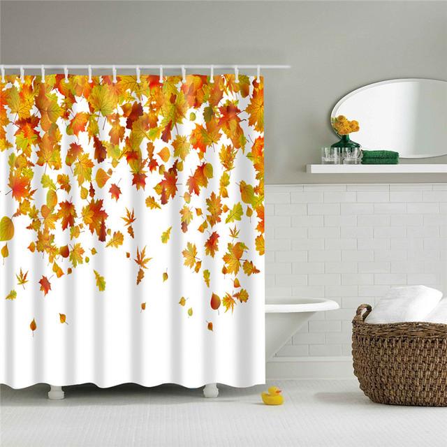 Chinese Style Flower Branch Landscape Shower Curtain 3D Printing Sunflower Bathroom Accessories Sets Waterproof Polyester Screen