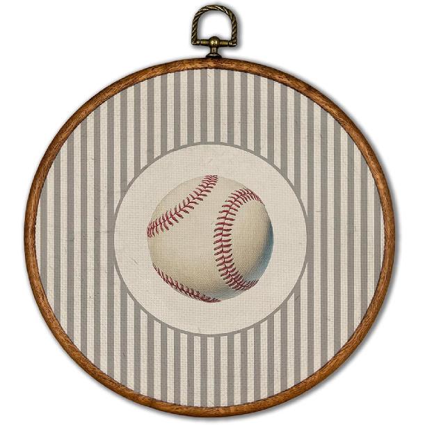 KSDUT Vintage Baseball Wall Art Decor - Retro Sports Trendy Wall Art Canvas Frame Hanging Prints, Nursery Sports Gallery Round Wall Art Decor for