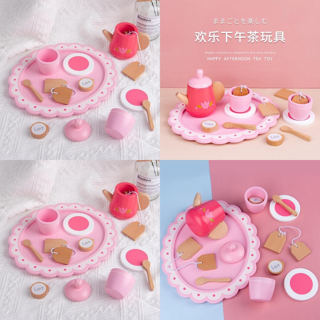 Wooden Kids Play Afternoon Tea Set Toy For Creative Activities