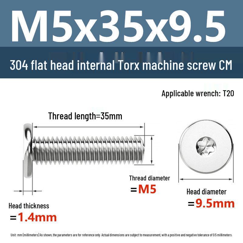 Yigu Винт Torx из нержавеющей стали 304 с тонкой плоской головкой M2-M8 для компьютерной техники