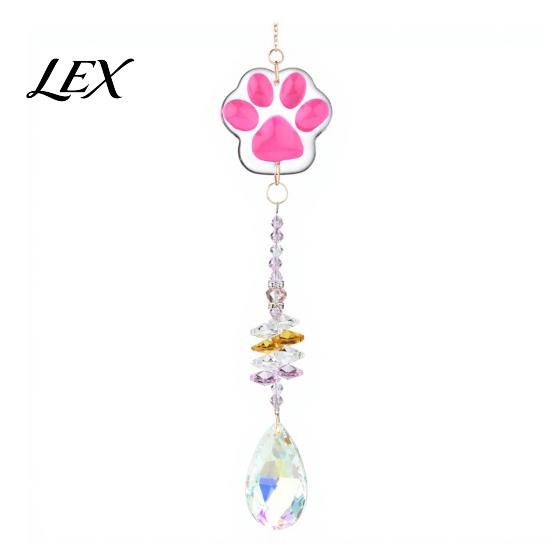 Crystal Rainbow Reflector Cat Paw Wind Chimes, Suncatchers for Windows Hanging, Water Drop Pendant Prism Maker Indoor Outdoor Home Garden Decor Cute