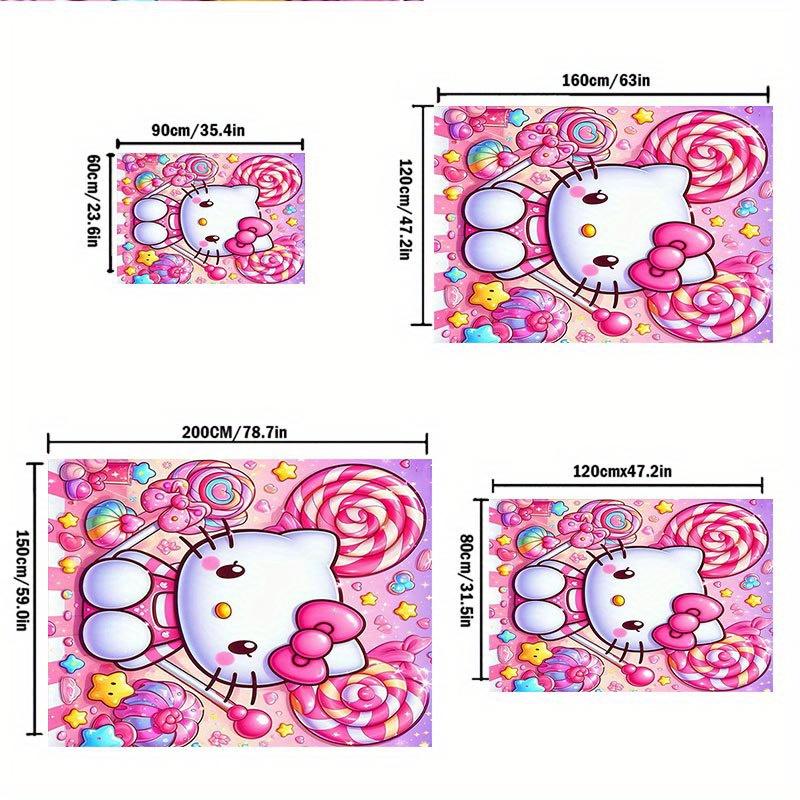 1 шт. Sanrio Hello Kitty Ковер для офиса с принтом русалки Прямоугольный коврик под стол, Идеальный декор для гостиной, спальни, кухни, Нескользящий пол