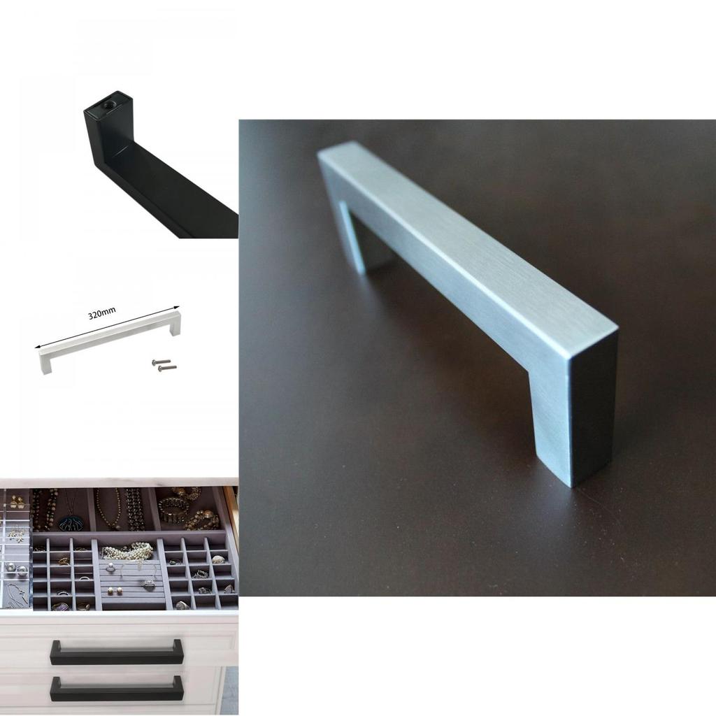 Черные квадратные мебельные ручки с сатиновой поверхностью для шкафа в спальне и кухонных шкафов