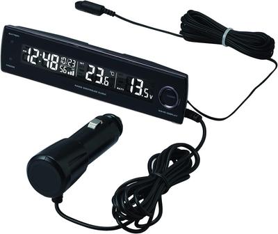 Seiwa Автомобильный цифровой термометр-вольтметр-часы с синим светодиодом WA81 Часы, Радиоуправляемая подсветка,