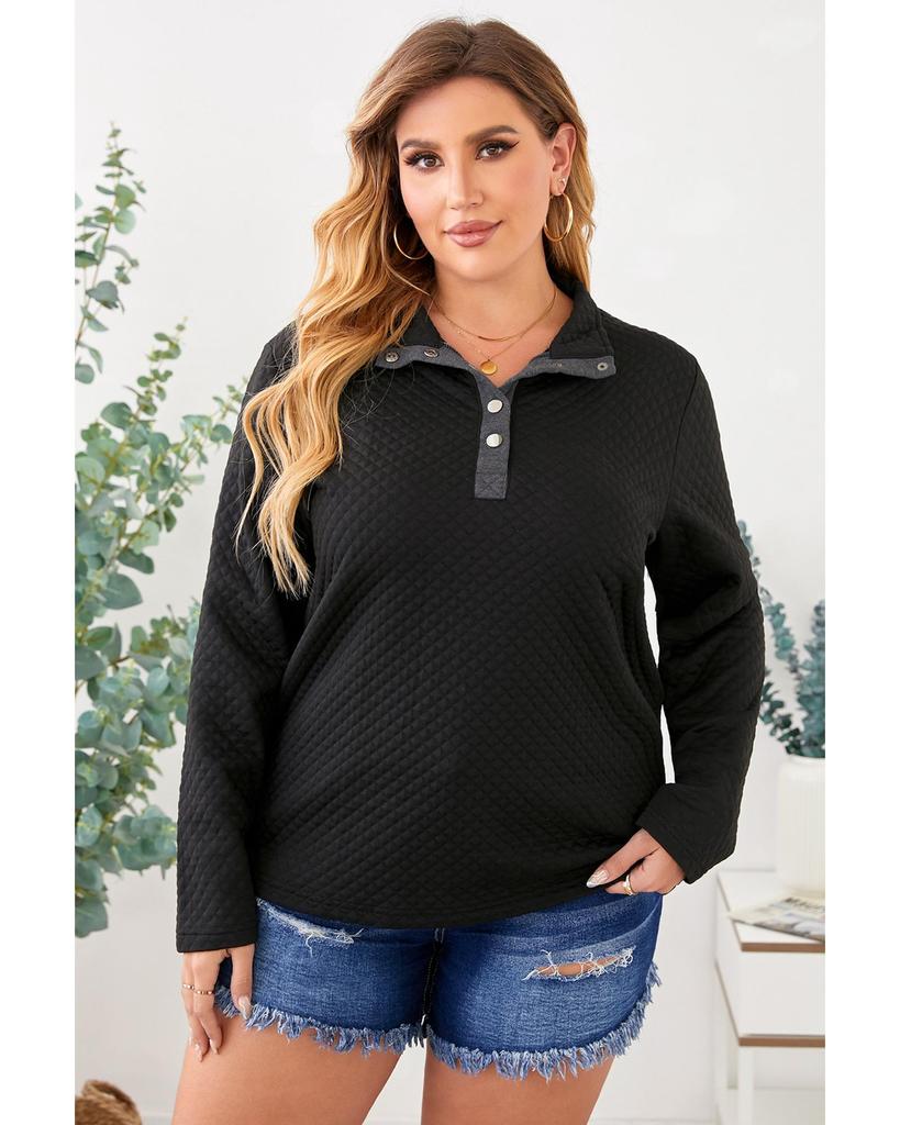 Azura Exchange Quilted Button Up Henley Sweatshirt