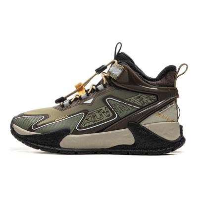 Li Ning Детская уличная модная обувь из синтетической кожи, нескользящая, амортизирующая, теплая, средней высоты, для улицы, детская обувь, сандалово-зеленая YKEU012-25