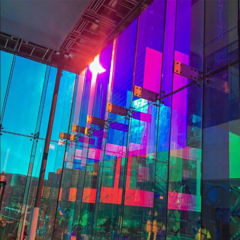 Односторонняя зеркальная радужная оконная пленка, витражное стекло с изображением хамелеона для дома, автомобиля, переливающаяся декоративная оконная тонировочная самоклеящаяся пленка