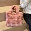 Женская повседневная сумка-тоут из искусственного меха однотонного цвета, зимняя сумка из искусственного кроличьего меха, большая вместительная мягкая сумка через плечо
