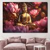 Buddha Statue Canvas Painting Buddah Statue and Candles Posters and Prints for Living Room Religious Wall Decor Unframe