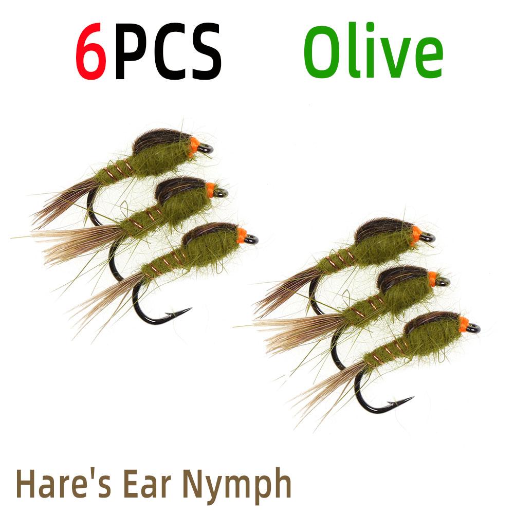 6 шт. мушки для ловли рыбы нахлыстом из индейки-биота или нимфы с заячьим ушком, высококачественные материалы, связанные вручную, лучше всего подходят для ловли форели, окуня и мелкой рыбы