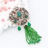 Fashion Ladies Red Beaded Brooch Antique Gold Resin Tassel Corsage Vintage Ethnic Wedding Jewelry
