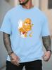 Unisex O Neck Tee Funny Potato Toilet Cartoon Print Cotton Short Sleeve Loose Summer Breathable Daily Casual Basic Wear Top